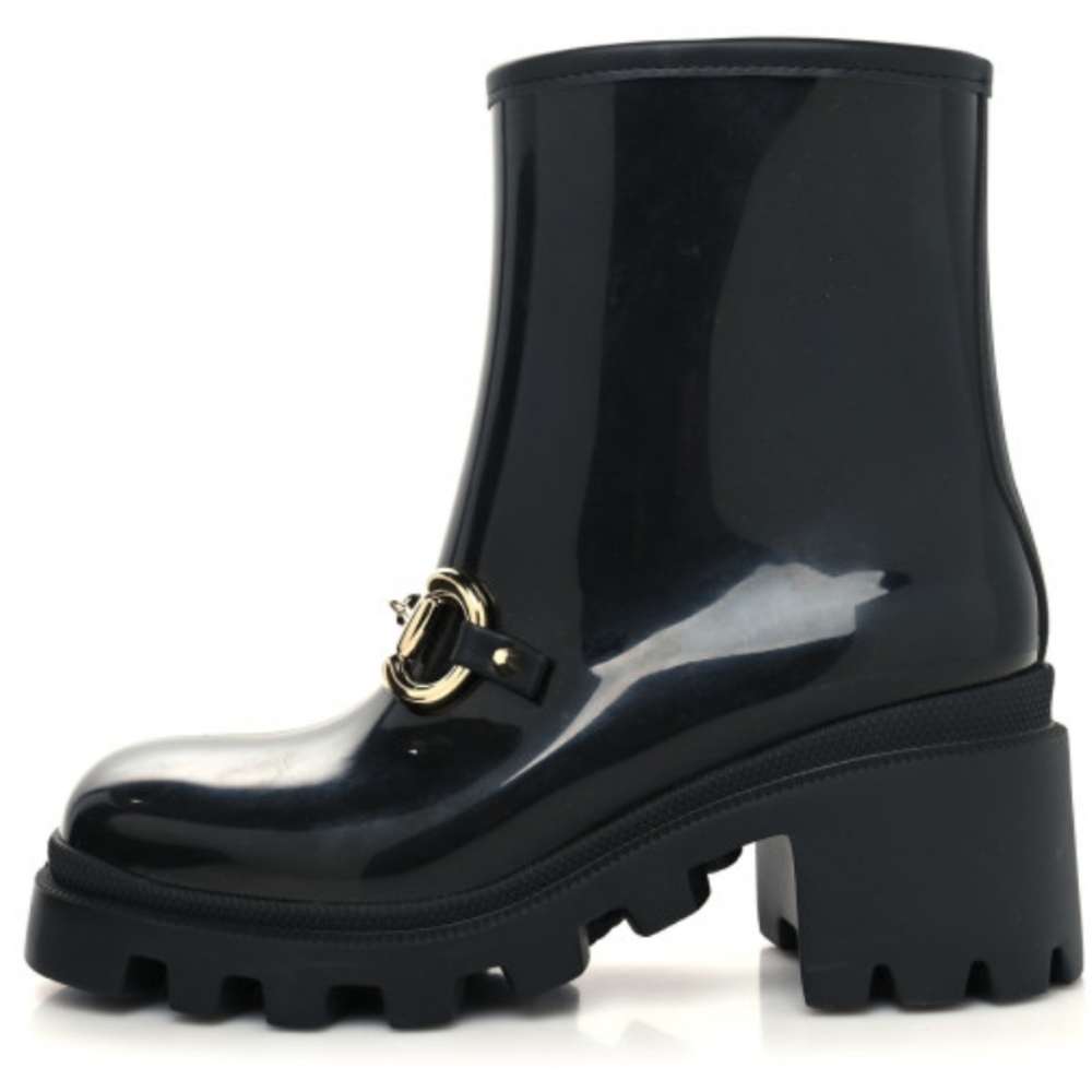 Gucci Rubber Waterproof Horsebit Ankle Boots 39 Black - Picture 16 of 16